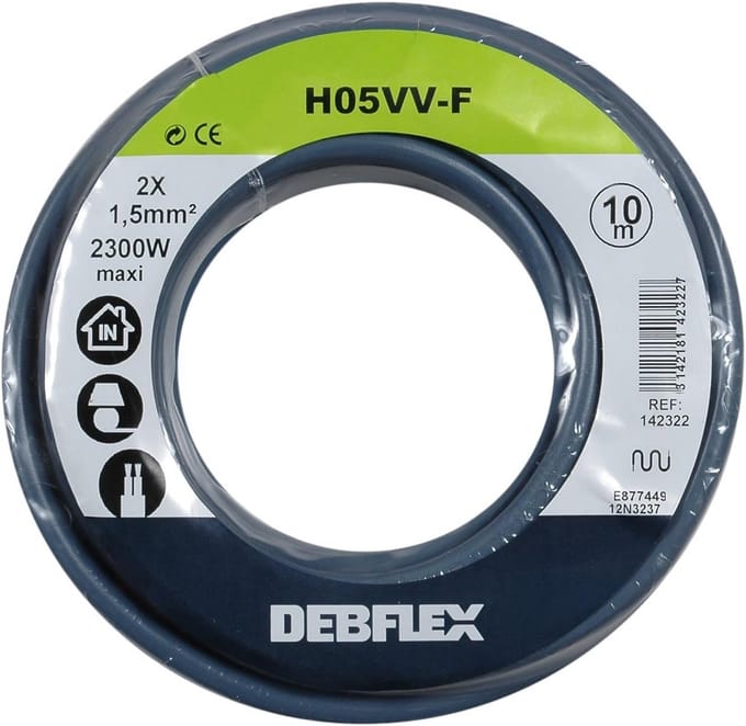 Elektrische kabelhaspel 10 meter 2x1,5 mm² - flexibele draadspoel HO5VV-F grijs