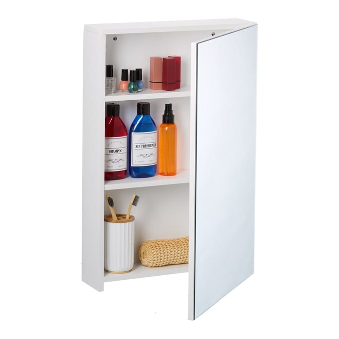 spiegelkast badkamer - 3 vakken - 60,5x40x12 cm - wit