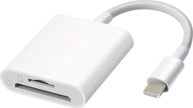 SD en Micro-SD kaart lezer adapter kabel - geschikt voor iPhone en iPad - 8-pin - geschikt voor Lightning - Wit - Provium