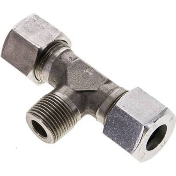 14S & M20x1.5 (con) RVS T-stuk Snijringkoppeling Buitendraad 630bar ISO 8434-1