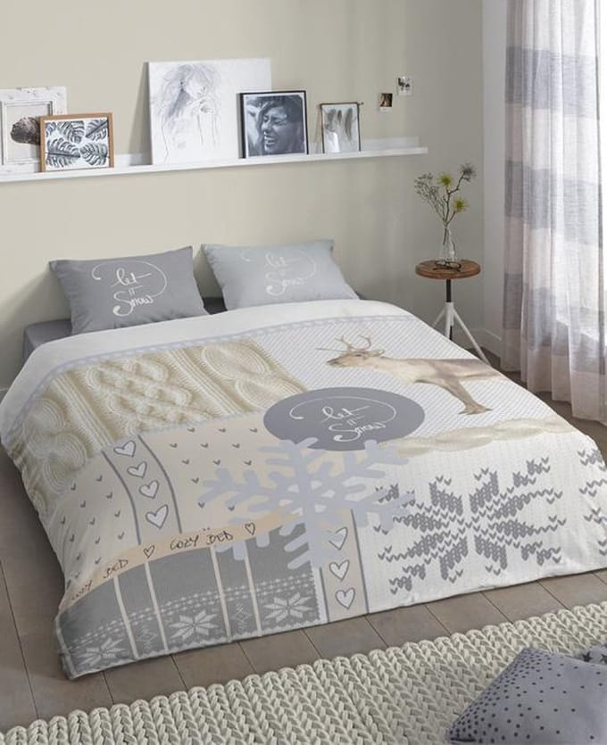 Good Morning Prancer Dekbedovertrek - Flanel - Litsjumeaux - 240x200/220 cm - Grijs