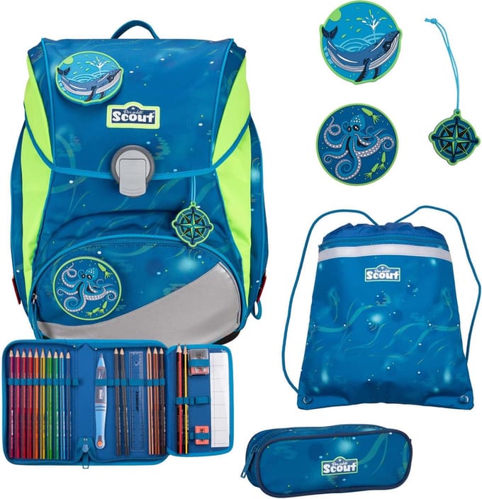 Scout Schooltas Alpha Set 4-delig Deep Sea Blauw