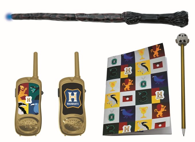 Harry Potter kit met walkie-talkies tot 120m, booklet, pen en magic stick