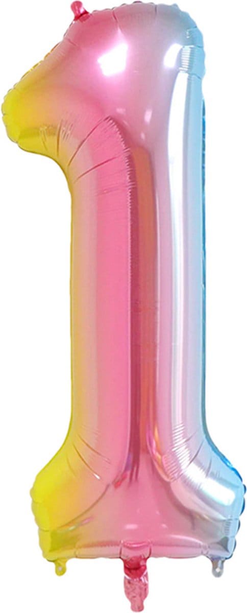 DW4Trading Regenboog Cijfer Ballon 1 - Feestversiering - Decoratie - Helium Ballon - 40 cm