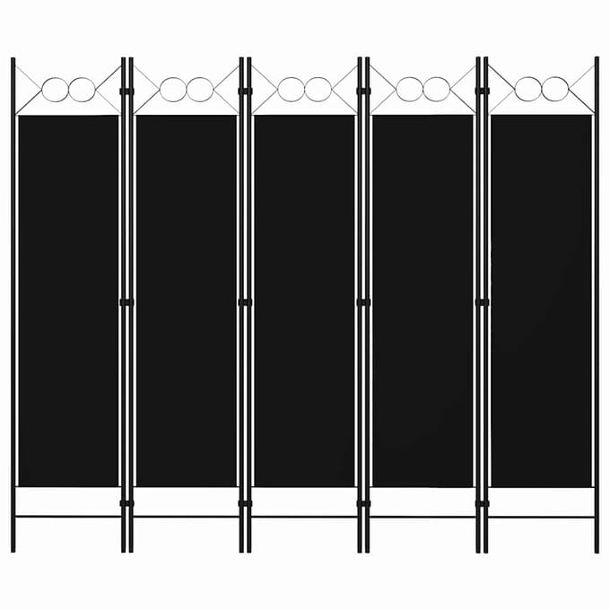 vidaXL - Kamerscherm - met - 5 - panelen - 200x180 - cm - zwart