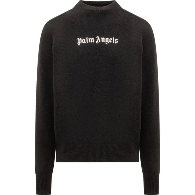 Palm Angels klassieke logo zwarte gebreide trui