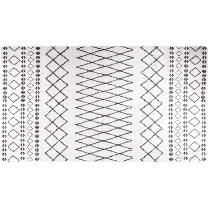 vidaXL - Vloerkleed - wasbaar - 190x300 - cm - zwart - en - wit