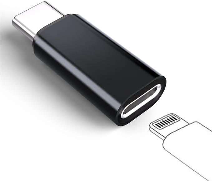 Lightning (vrouwelijk) naar USB-C (mannelijk) adapter, compatibel met iPhone 15