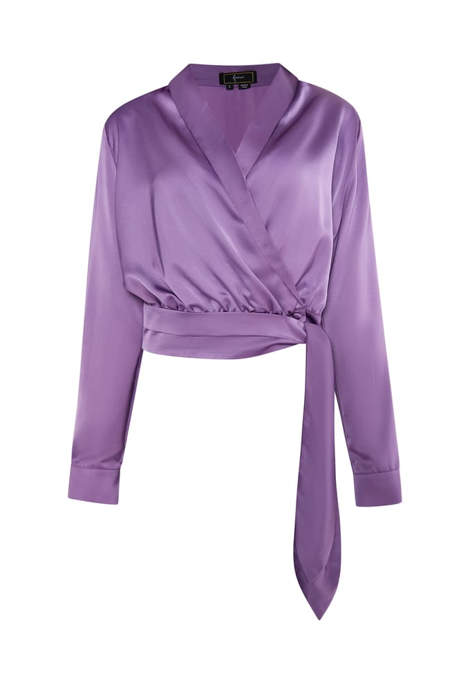 Faina Satijnen wikkelblouse Dames paars