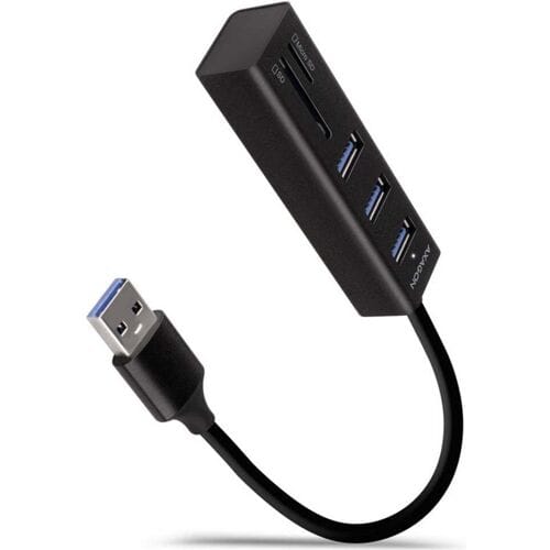 AXAGON SuperSpeed USB-A-hub met 3 USB-poorten en kaartlezer USB hub - 3 - USB 3.2 - Zwart