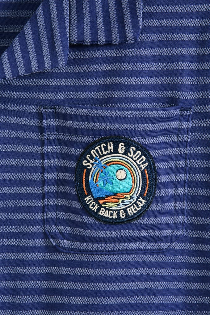 Scotch & Soda Boys S&s Jersey Pique Stripe Button Up Navy Maat: M | Overhemden Outlet | kids | Blauw