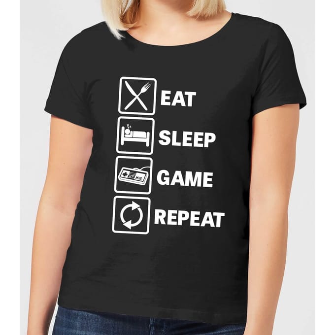 Eat Sleep Game Repeat Women's T-Shirt - Black - 3XL