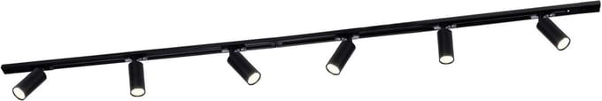 Ledvion - LED Railverlichting 2M + 6 Railspots (Zwart - Dimbaar - GU10 Fitting) - 1-Fase