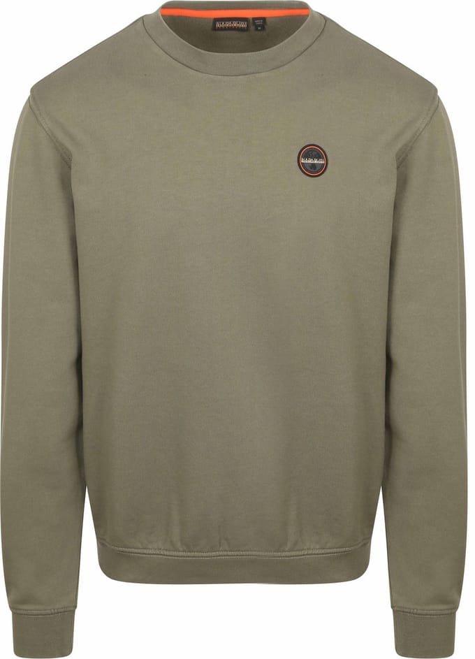 Napapijri Badge Sweater Olijfgroen - Maat XXL - Heren - Sweaters