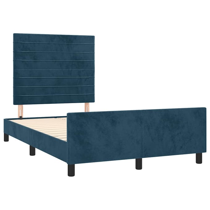 vidaXL - Bedframe - zonder - matras - 120x190 - cm - fluweel - donkerblauw