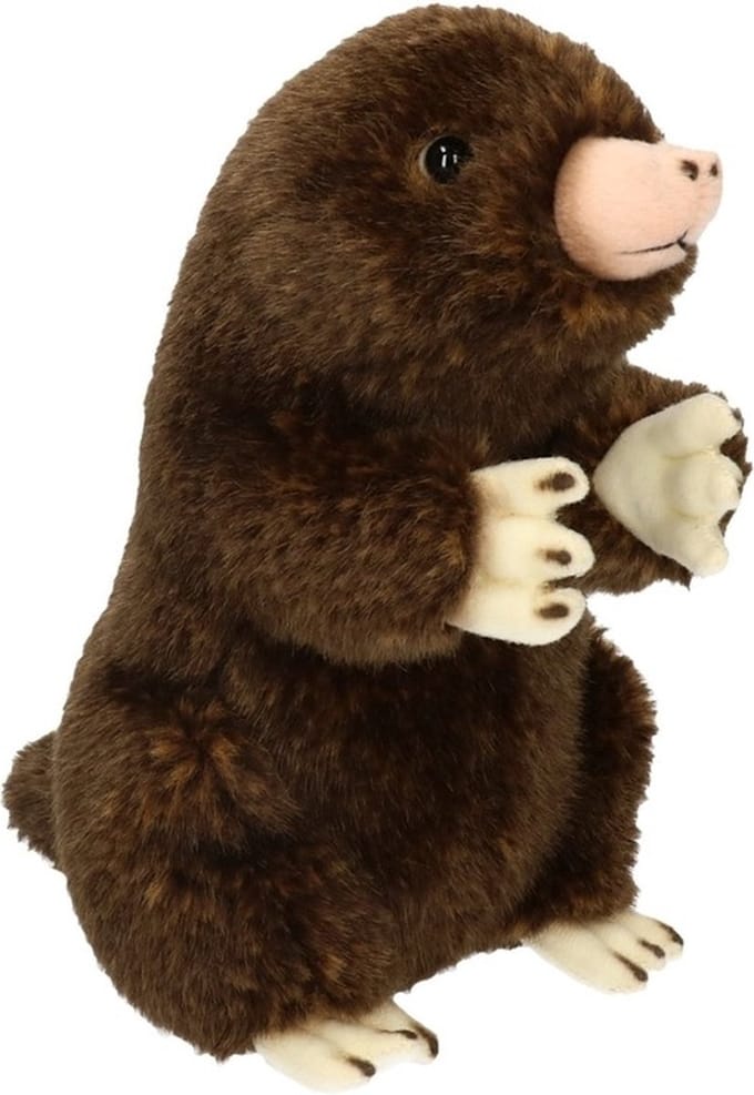 Pluche mol knuffeldier zittend 22 cm