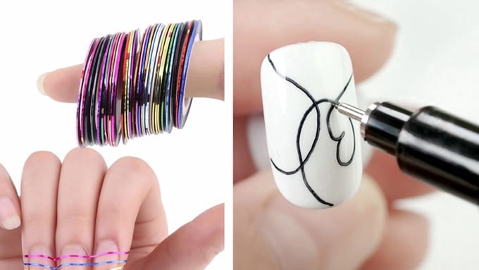 Nagels decoratie set. Graffiti pen. Nagel gel plak strips.