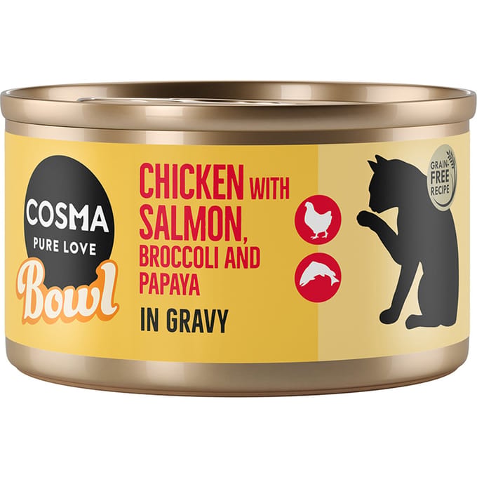 24x80g Kipfilet met Zalm Bowl Cosma Kattenvoer