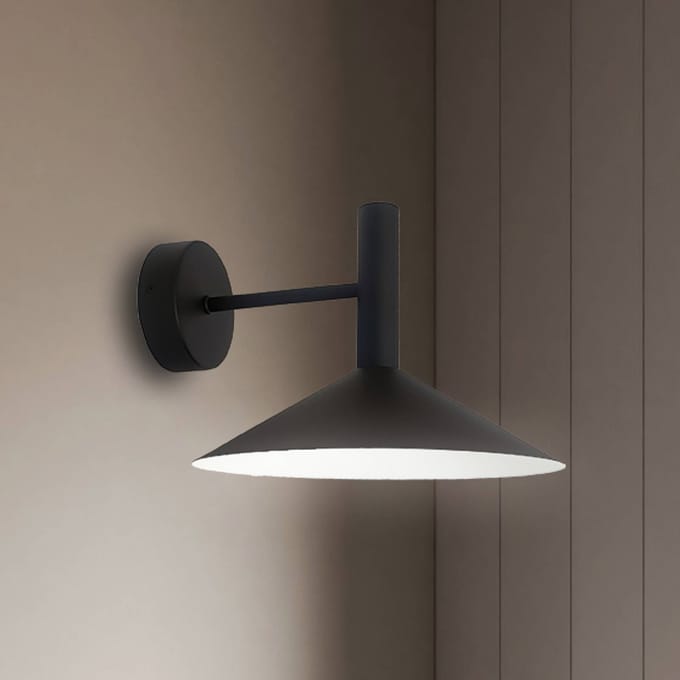 Viokef LED wandlamp Marsi, zwart, Ø 25 cm, metaal