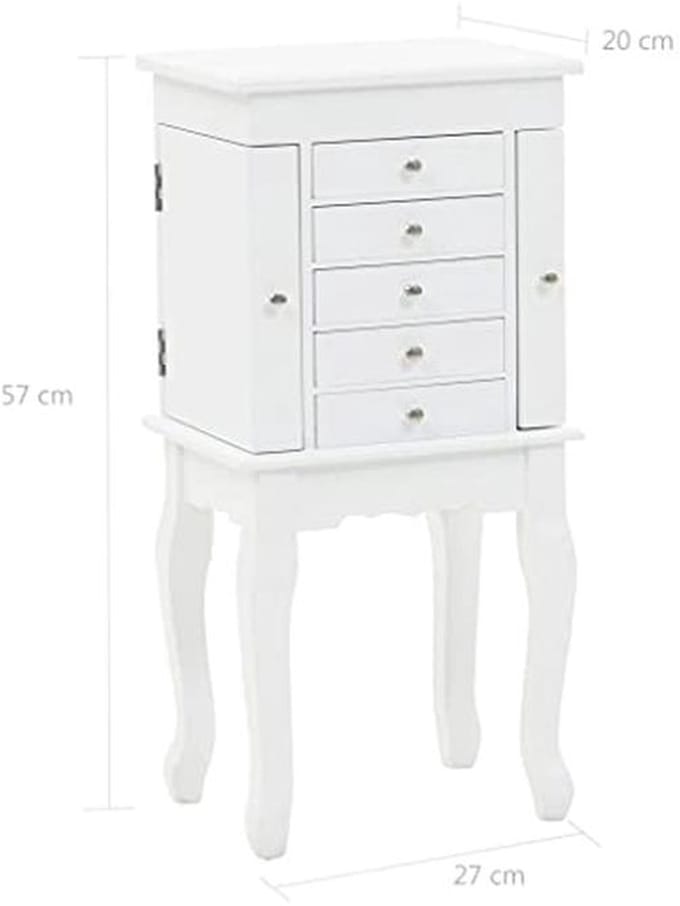 Witte Vrijstaande Sieradenkast voor Optimaal Opslaan van Sieraden