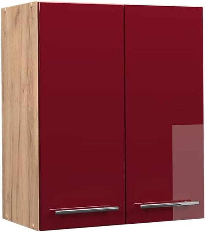 Wandkast Keuken 60 cm Bordeaux Hoogglans en Eiken Nostalgie
