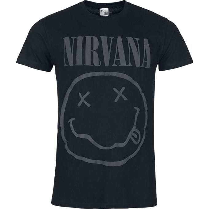 Nirvana T-shirt - Smile Logo 3D Druck - M tot 3XL - voor Mannen - zwart