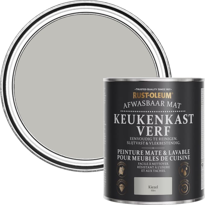Rust-Oleum Lichtgrijs Afwasbaar Mat Keukenkastverf - Kiezel 750ml