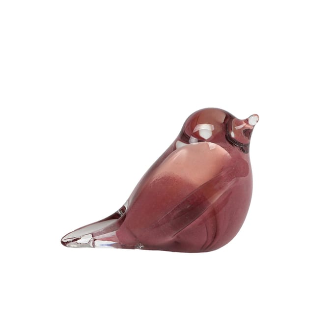 Van Manen decoratie beeldje vogel glas oud roze 11x6x7,5cm.
