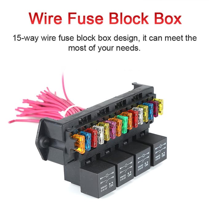 72V Auto Zekeringkast 15-weg Draad Zekering Blok Box Multi-circuit Controle Box Auto Draad zekeringhouder met zwart