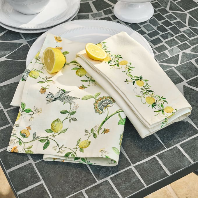 LOBERON Theedoek set van 2 Solianne wit/groen/geel
