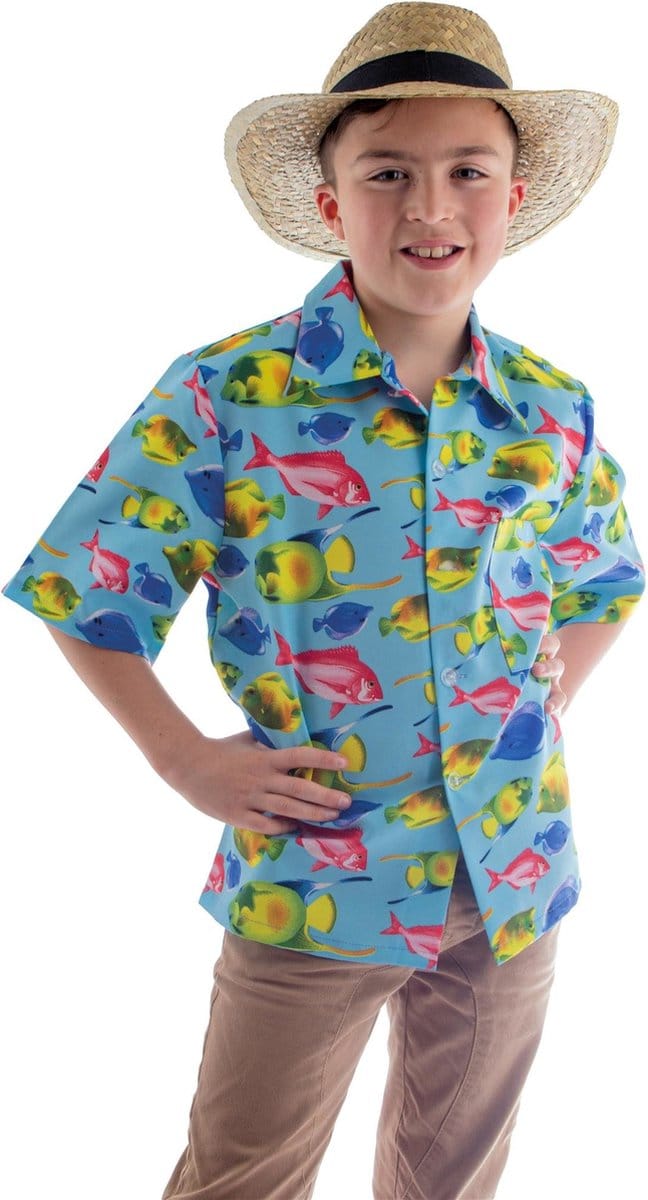 Hawaii shirt Daan met vis print kinderen