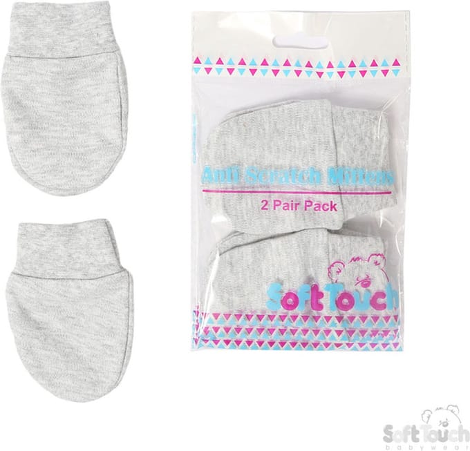 Soft Touch 2-pack Krabwantjes Grijs 0-6 Maanden P110