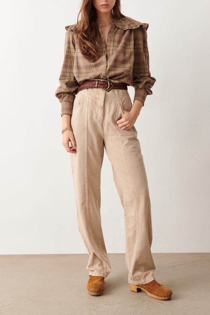 BA&SH Pantalon Delan Beige Taglia: S | Pantaloni Outlet | Donna | Marrone