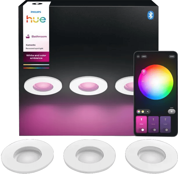 Philips Hue Xamento badkamerinbouwspot - wit en gekleurd licht - 3-pack - wit
