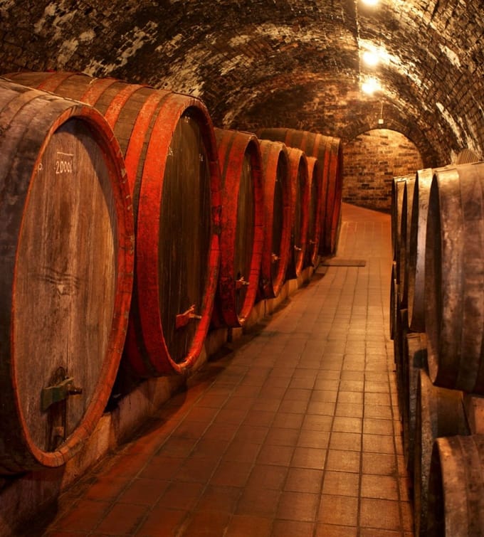 Fotobehang - Wine Barrels 225x250cm - Vliesbehang
