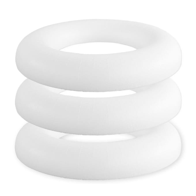 Piepschuim ring/krans - 3x - plat - wit - 35 cm - styropor - hobby figuren - DIY - materialen - knutselen