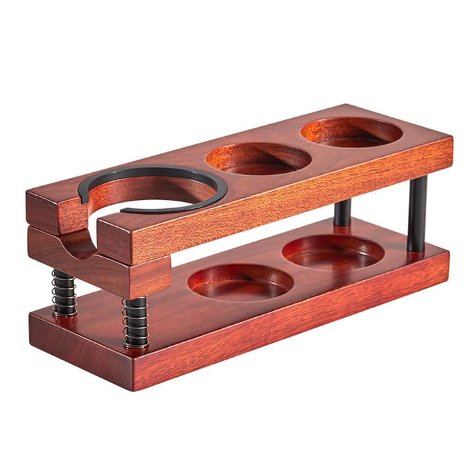 Station de Tassage Espresso Porte-Outil de Distribution Double Couche 51-58mm Support Universel pour Porte-Filtre Rectangular brown