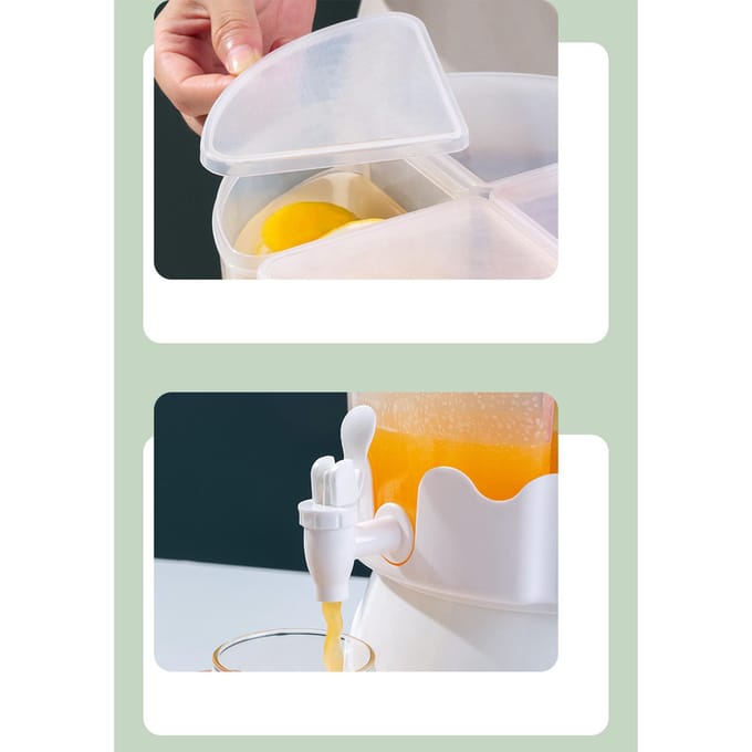 Drankdispenser Grote Capaciteit Plastic 4 Compartimenten Roterend Koelkast Koude Drank Ketel met white