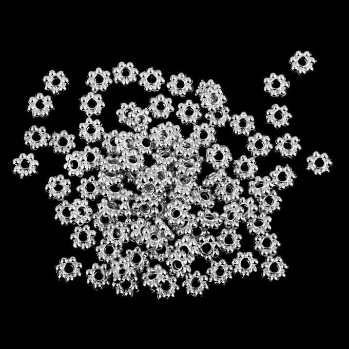 100x zilveren sneeuwvlok bloem legering spacer kralen sieraden bevindingen 5 mm gray