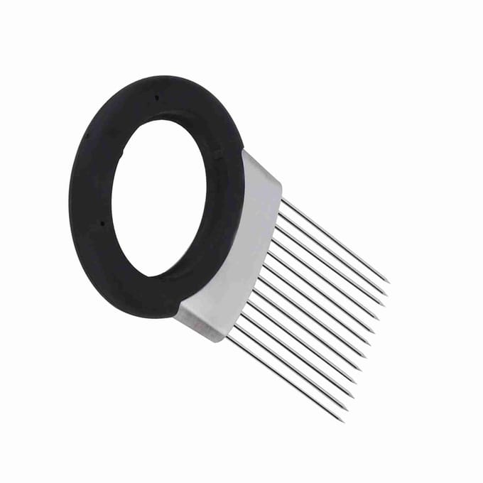 Uienhouder Groente Aardappelsnijder Slicer Roestvrij Staal Vork Snijden met Geurverwijderaar black