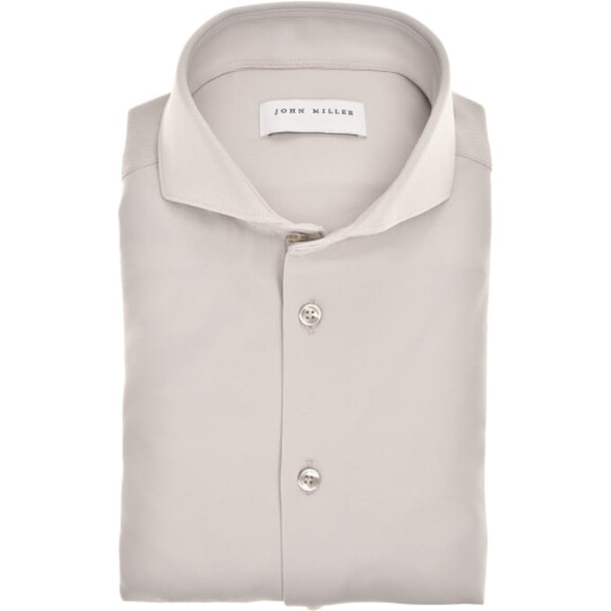 John Miller Overhemd Slim Fit  Lichtgrijs 5142675