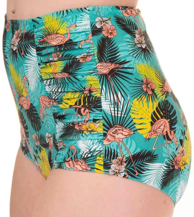 Banned - Wanderlust Bikinibroekje - Flamingo - S - Multicolours/Groen