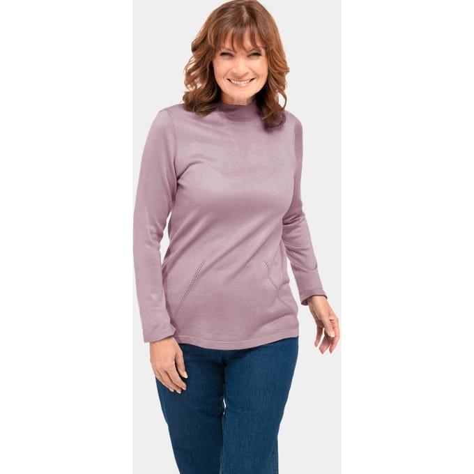 Pullover met opstaande kraag - rosé - Gr. 20 van Goldner Fashion