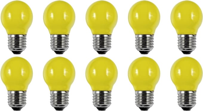 SPL E27 LED Lamp 1W - Geel - LED Filament Mini Globe/Kogel G45 - Feestverlichting - 10 Stuks