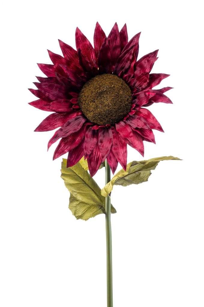 Emerald - Kunstbloem Zonnebloem XL 90cm bordeaux - Kunstplant voor binnen