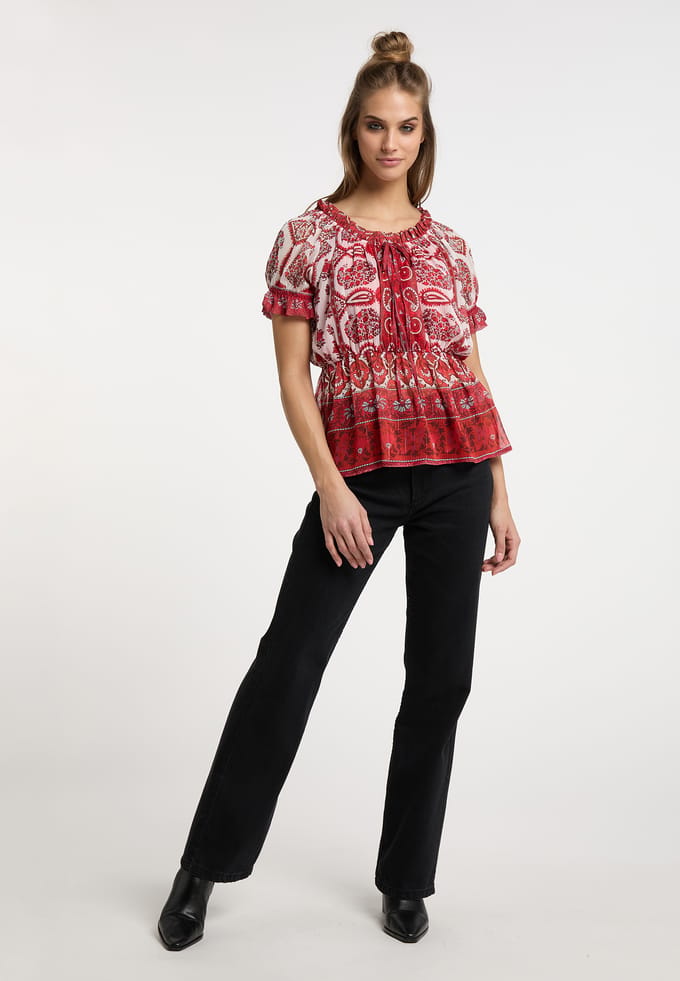 usha Blouse shirt Dames Rood Veelkleurig