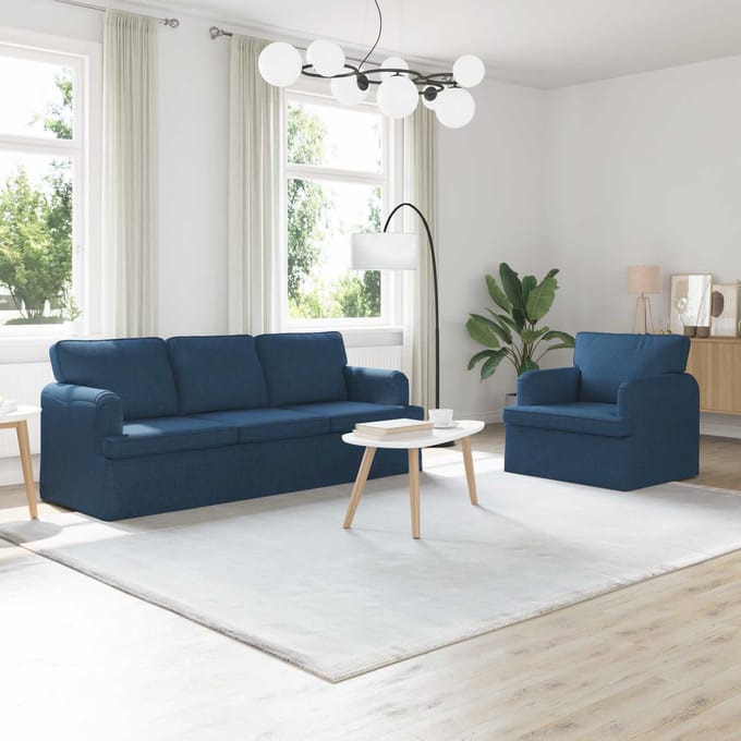vidaXL Bankstel 2 pcs Blauw 201 x 80 x 85 cm Stof