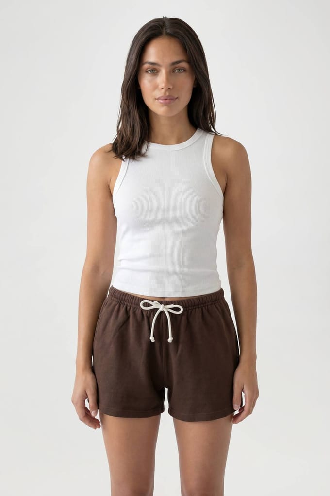 boohoo Dames Losse Sweat Short Met Contrasterende Trekkoord | Chocoladebruin | Maat: Small