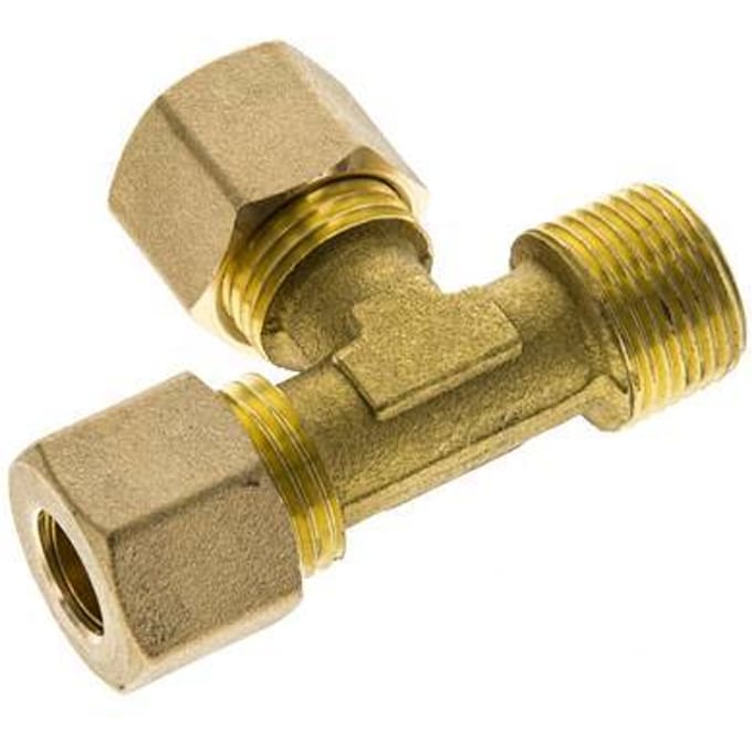 10mm & R3/8'' Brass L-vorm Knelfitting Buitendraad 95bar DIN EN 1254-2