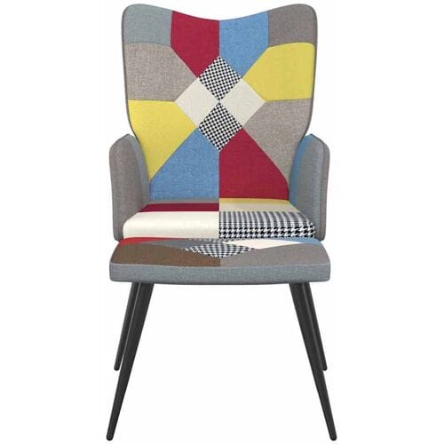 vidaXL - Relaxstoel - met - voetenbank - patchwork - stof